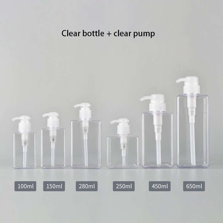 clear shampoo bottles